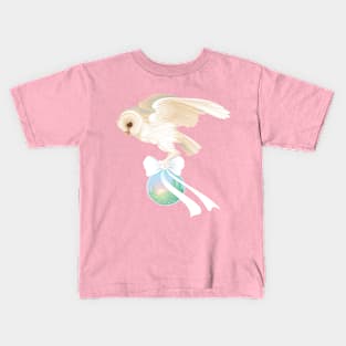 Barn Owl Carrying Sunrise Globe Kids T-Shirt